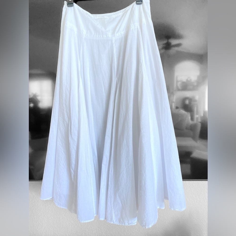 I.N.C. Flowing Bohemian White Linen Midi Skirt Button-Down - Picture 8 of 10